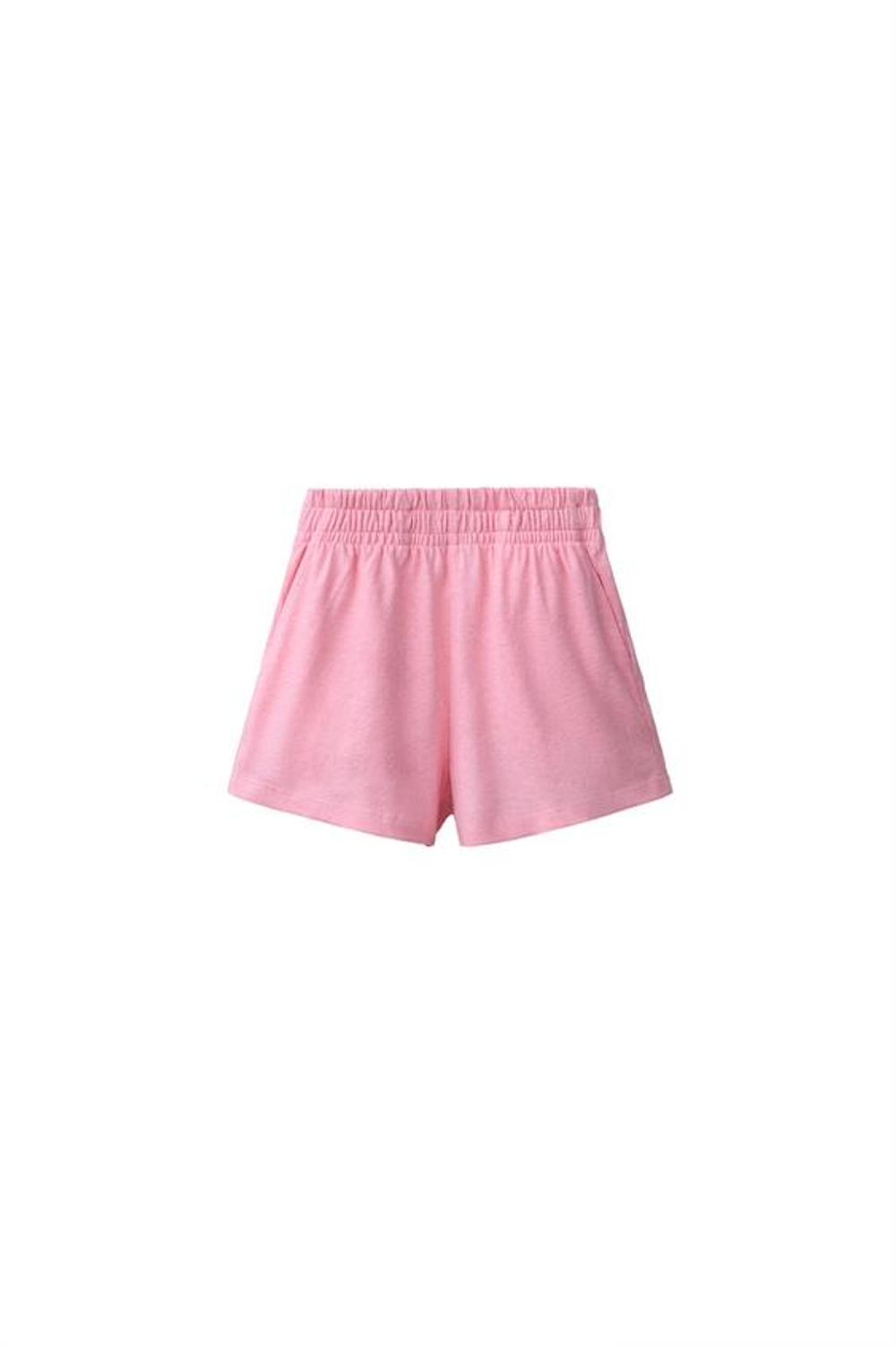 ZARA КОМПЛЕКТ ИЗ ТОПА И ШОРТОВ С ХЛОПКОМ И ЛЬНОМ, МЯГКИЙ РОЗОВЫЙ
