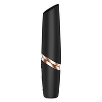 Черный вакуумный стимулятор 12см в виде губной помады Satisfyer Perfect Kiss 3D