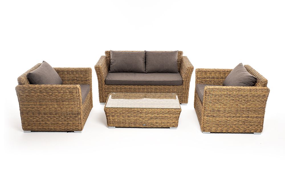 "Капучино Сингл" лаунж-зона из искусственного ротанга (гиацинт), цвет соломенный