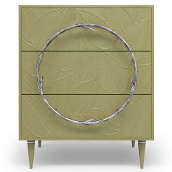 Комод Арт Колор leaves Классик Сильвер с 3 ящиками Зеленая олива