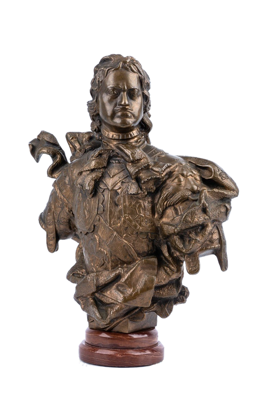 Бронзовый бюст Петра I. Скульптор А. С. Чаркин. Бронза, литьё. «Монументскульптура», Ленинград, 1980