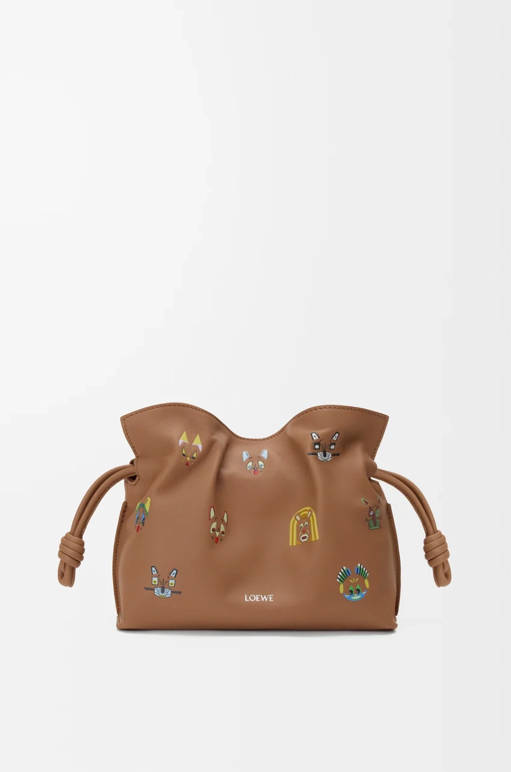 Loewe Мини-клатч Cats Flamenco из телячьей кожи наппа, мокко