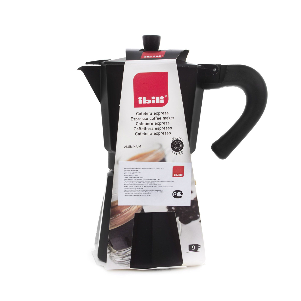 Кофеварка гейзерная Ibili Bahia Black 12 чашек Испания фото