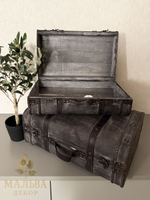 Набор из 2-х декоративных чемоданов темно-серый 39x24x16см/45x30x18,5см+5/6см ручка