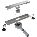 Трап линейный 40/50 мм сухой затвор с решеткой хром из нержавеющей стали 400 мм Aquant