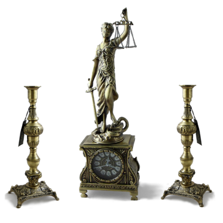 Bello De Bronze Каминные часы с канделябрами "Фемида", "антик"