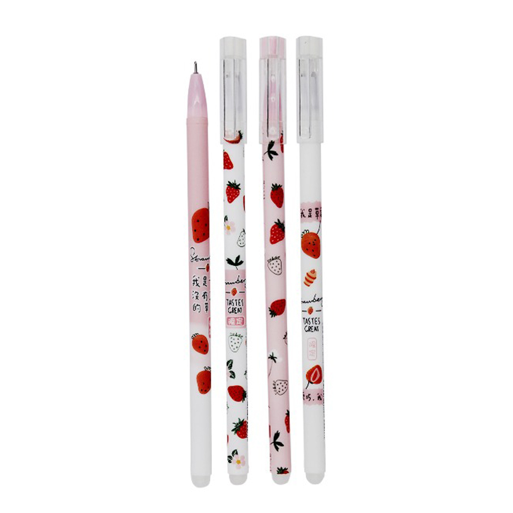 Ручка гелевая, пиши-стирай, Basir, синие чернила, серия "КЛУБНИКА", разноцветный корпус