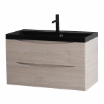 Тумба с раковиной Belbagno MARINO 80 серый дуб/черная раковина