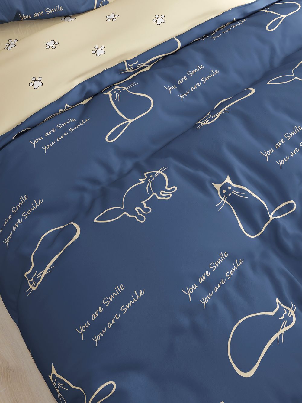 Постельное белье Сказка "Котики/Котики (компаньон)" 2-спальный Наволочка 50х70 см 2 шт Простынь 240х215 см Пододеяльник 175х215 см, перкаль