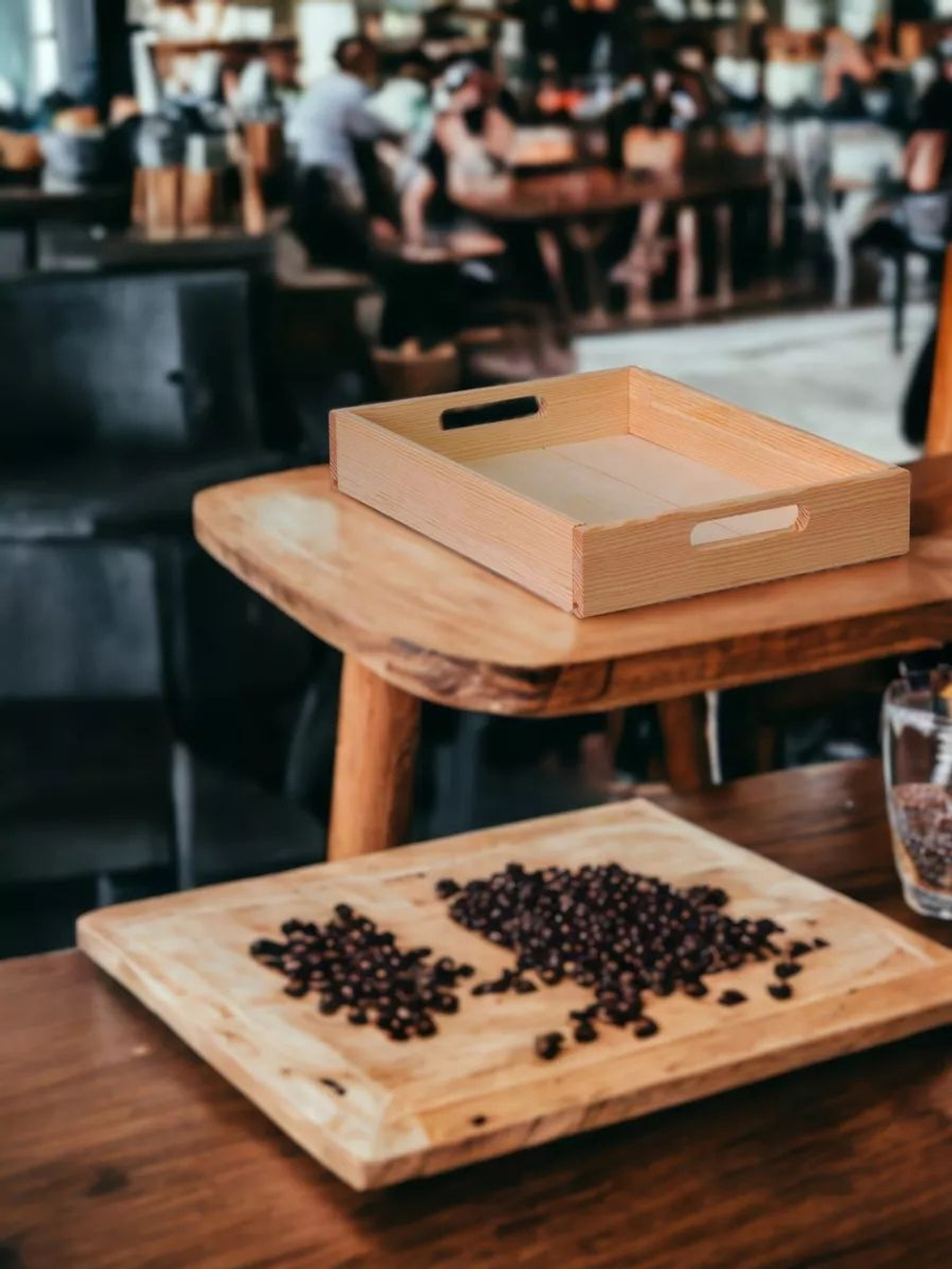 Столик-поднос деревянный 38х28 см Флоутард, декоративный поднос для кухни, столик для завтрака из массива сосны, разборный, в натуральной отделке