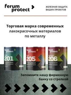 Краска по металлу и ржавчине 3в1 Ferumprotect-201 СВЕТЛО-СЕРАЯ (0,9 кг) алкидная, быстросохнущая, полуматовая грунт-эмаль