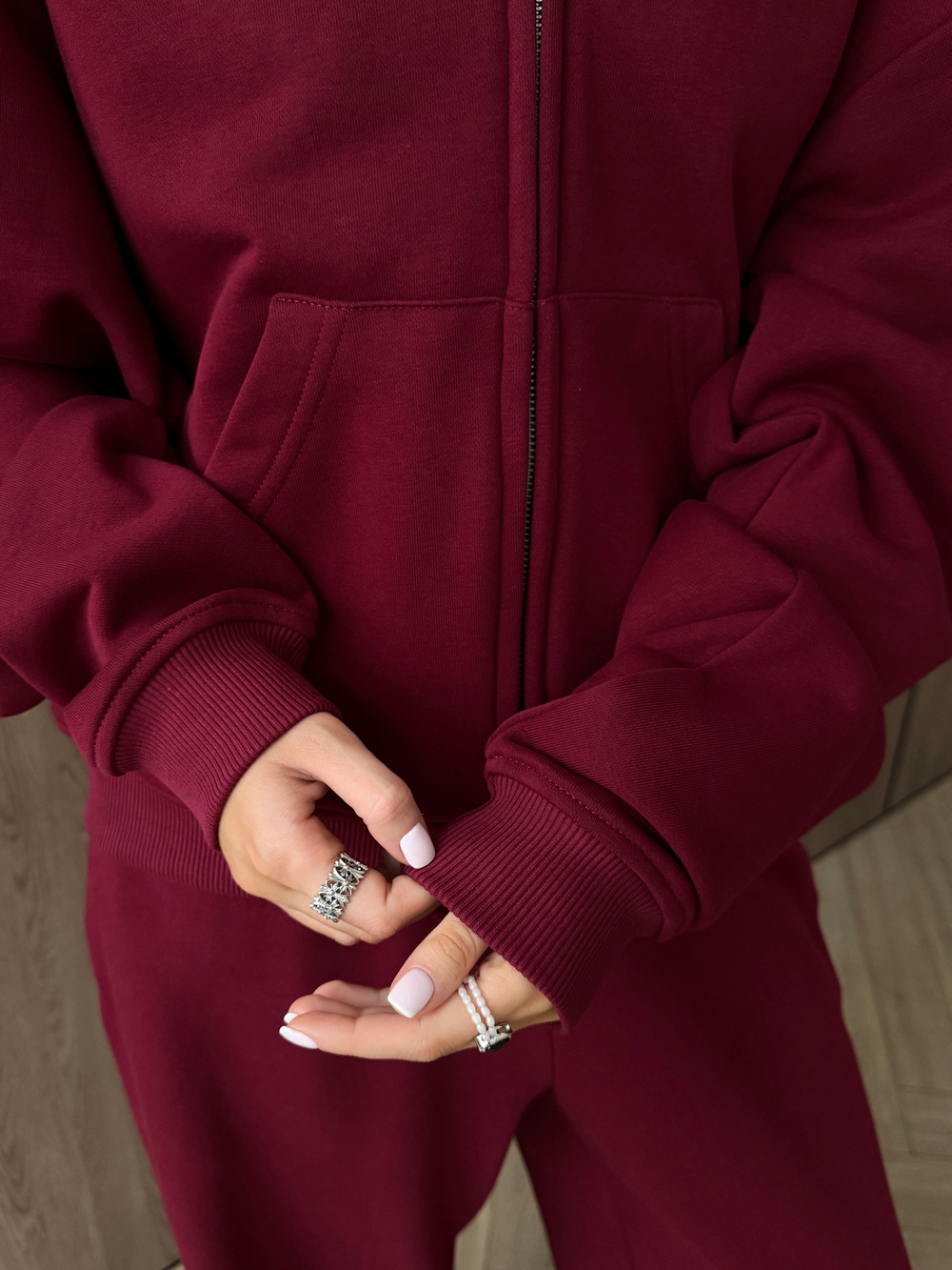 Костюм худи + брюки красный