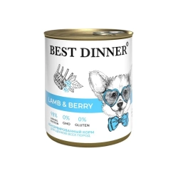 BEST DINNER SuperPemium Консервы для щенков с ягнёнком и ягодами 0,85 кг