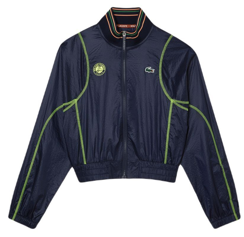 Женская Кофта теннисная Lacoste Sport Roland Garros Edition Post-Match Cropped Jacket - navy blue