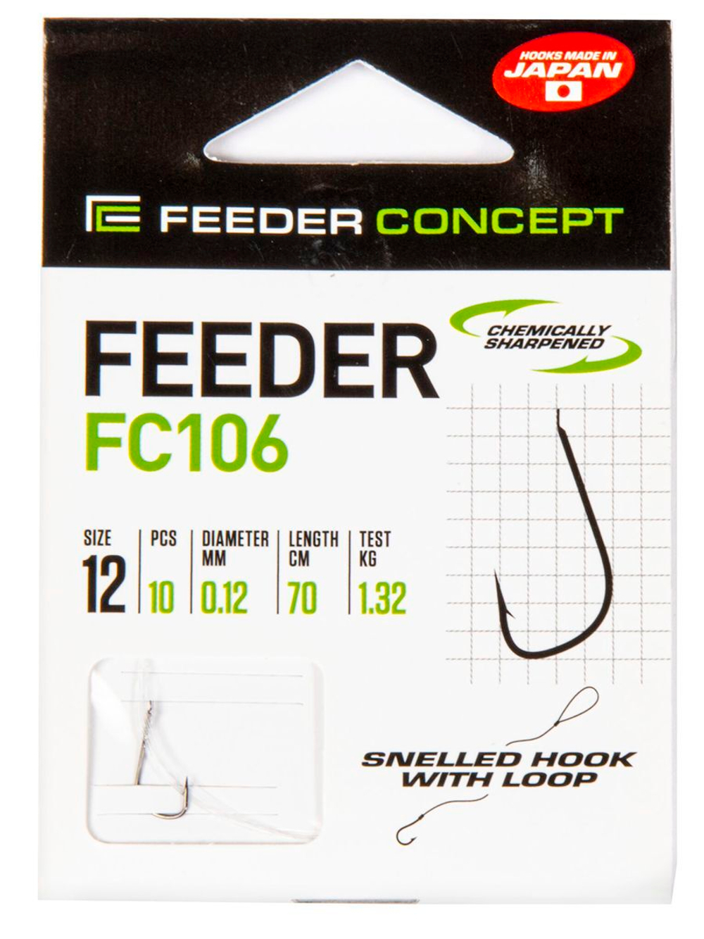 Крючки с поводком FC FEEDER серии FC106 70см, размер 012, 0,12мм (упк.10шт.)