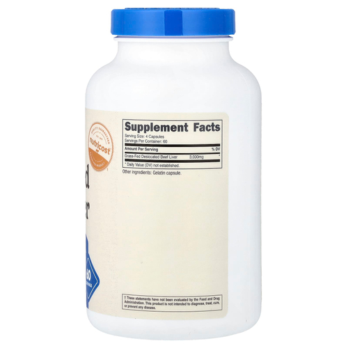 Nutricost, говяжья печень от животных травяного откорма, 3000 мг, 240 капсул (750 мг в 1 капсуле)