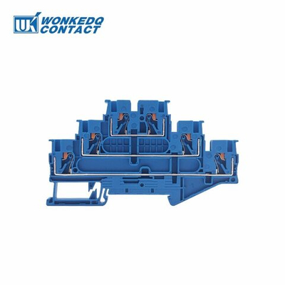 Клемма трехуровневая 6-проводная проходная 0.5-2,5мм2 на DIN рейку JPT 2.5-3L BLUE Push-in синяя 500V/22A  3210509WE