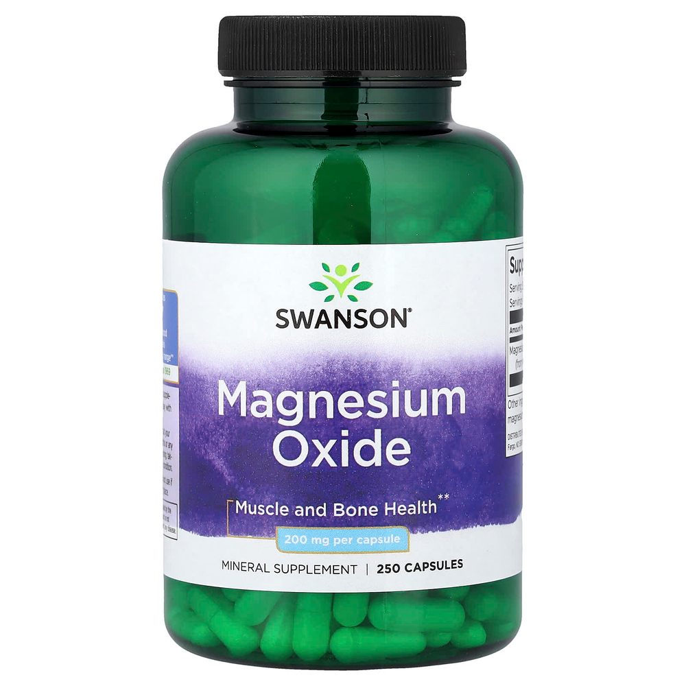 Swanson Vitamins, Оксид магния, 200 мг, 250 капсул