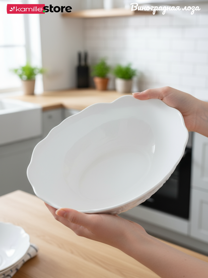 Набор овальных салатников 2 шт. 27х21х8 см., фарфор, коллекция "Виноградная лоза"