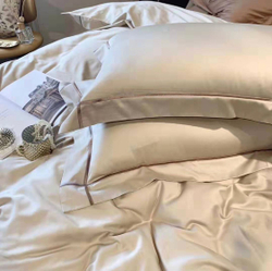 ZEPHYR HOME КПБ Двуспалка ЕВРО Египетский хлопок 100s бежевый с золотом