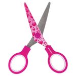 Ножницы BRAUBERG "Kid Series", 130 мм, малиновые, с цветной печатью "Сердечки", закругленные, 232275