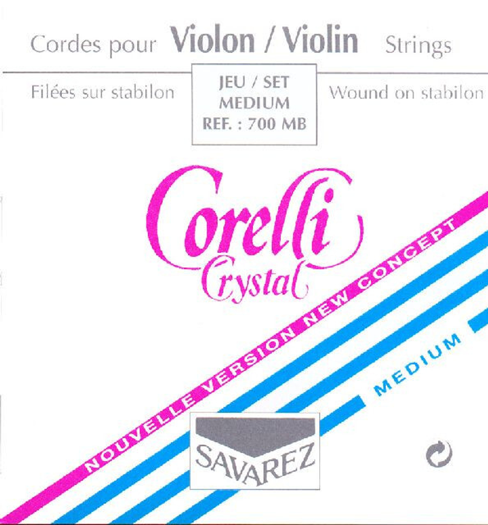 SAVAREZ 700MB Corelli New Crystal Комплект струн для скрипки, сердечник: синтетический, среднее натяжение, шарик.