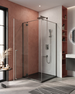 Душевой уголок Cezares LINER-A-1-90-C-GM-L, 90х90х195, левосторонний, профиль оружейная сталь, стекло прозрачное