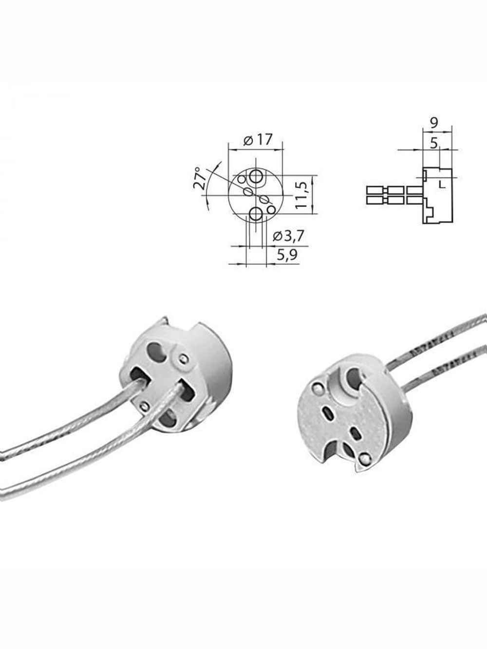 Патрон для ламп G4-6.35 с проводом 5штук 13см.