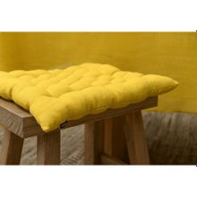 Подушка на стул из стираного льна горчичного цвета из коллекции Essential, 40х40x4 см