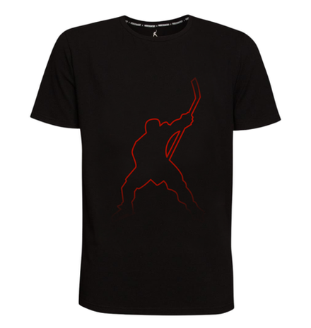 Футболка с красным хоккеистом травление