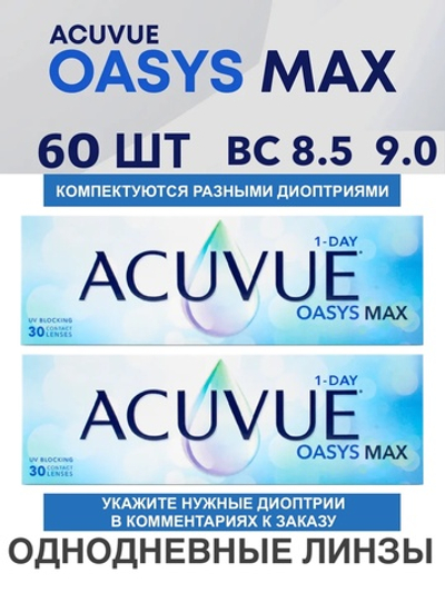 Однодневные контактные линзы Acuvue Oasys MAX 1-Day (комплект 60 линз)