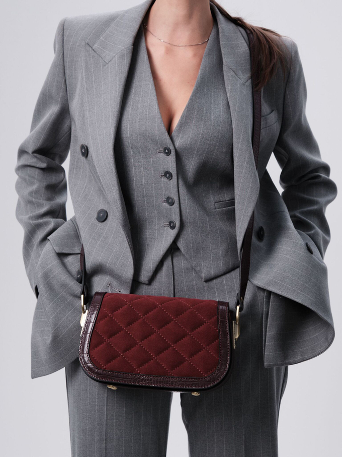 Сумка замшевая на плечо бордо