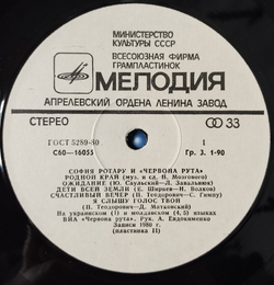 Винтажная виниловая пластинка LP София Ротару Где Ты Любовь, София Ротару И Червона Рута (СССР 1981)