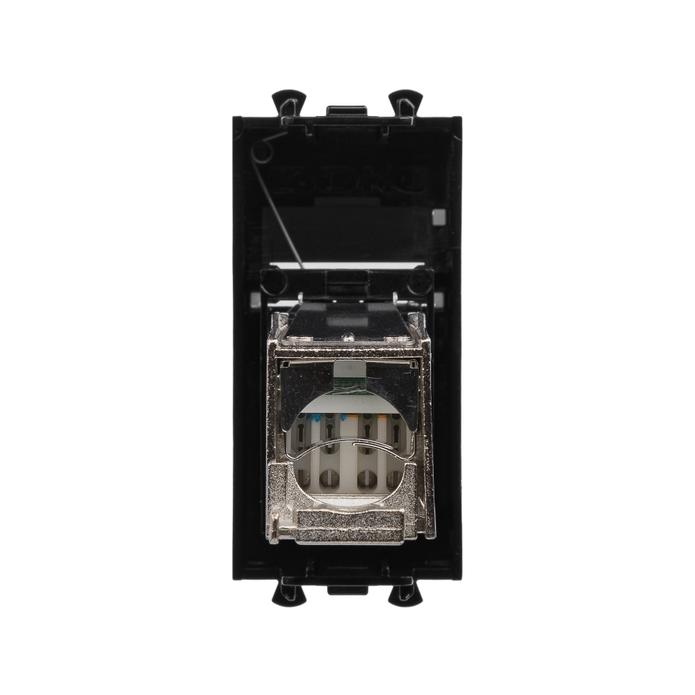 Компьютерная розетка RJ-45 модульная, кат.5е экранированная, "Avanti","Черный квадрат", 1 модуль