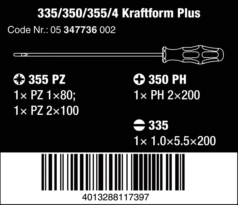 Набор отвёрток 335/350/355/4 Wera 05347736002