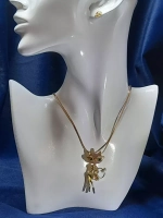 Брошь-кулон "Кошечка в очках бежевая"