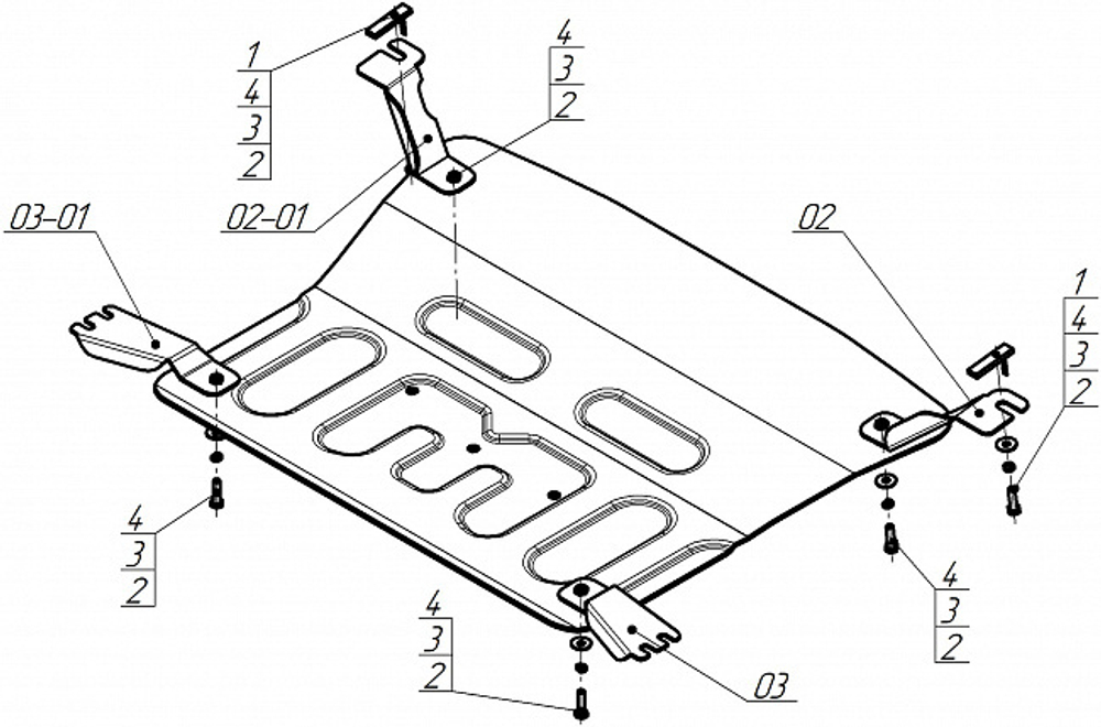 Защита алюминиевая 4 мм Д, КПП для Hongqi HS5; с 2023 Motodor.343901