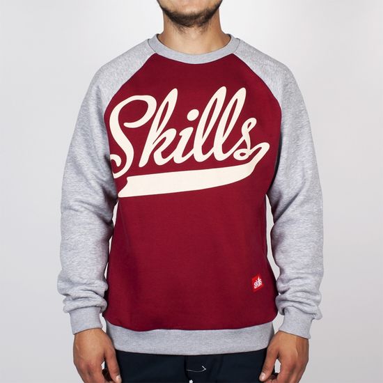 СВИТШОТ SKILLS  SCRIPT LOGO 2  CREWNECK (BURGUNDY/LIGHT-GREY)