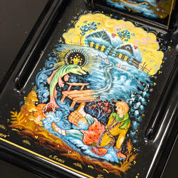 Подставка для блока для записей ручной росписью Палех "Емеля"