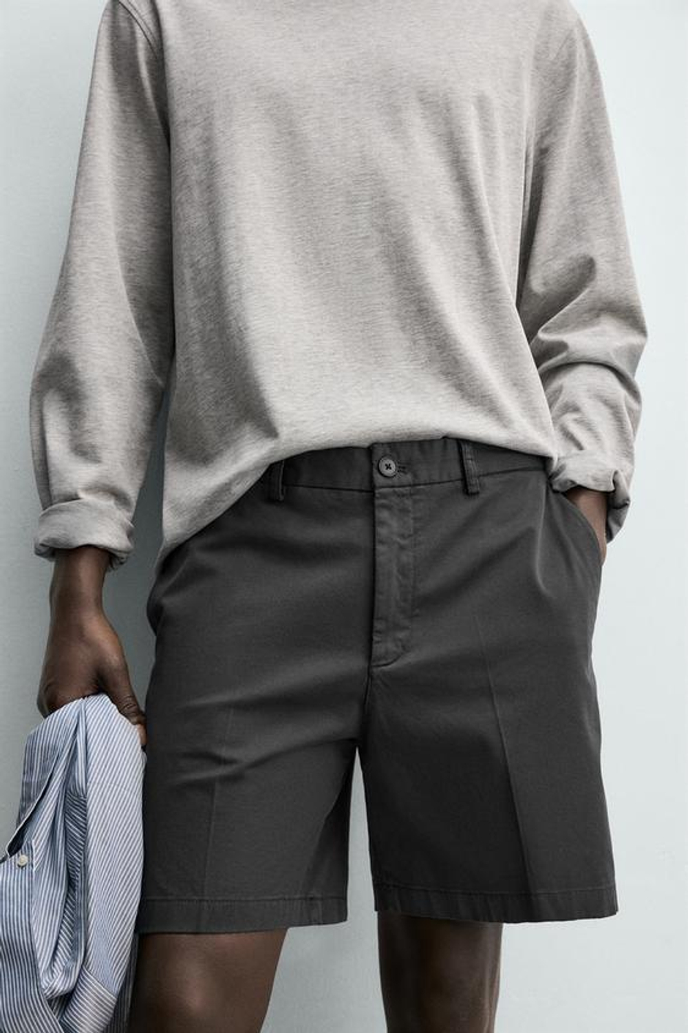 ZARA ШОРТЫ ЧИНОС REGULAR FIT, МОРСКОЙ СИНИЙ