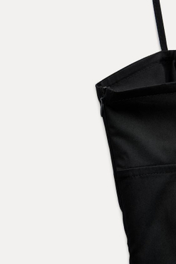 ZARA ТОП ИЗ ГАБАРДИНА С ЗАВЯЗКАМИ, ЧЕРНЫЙ