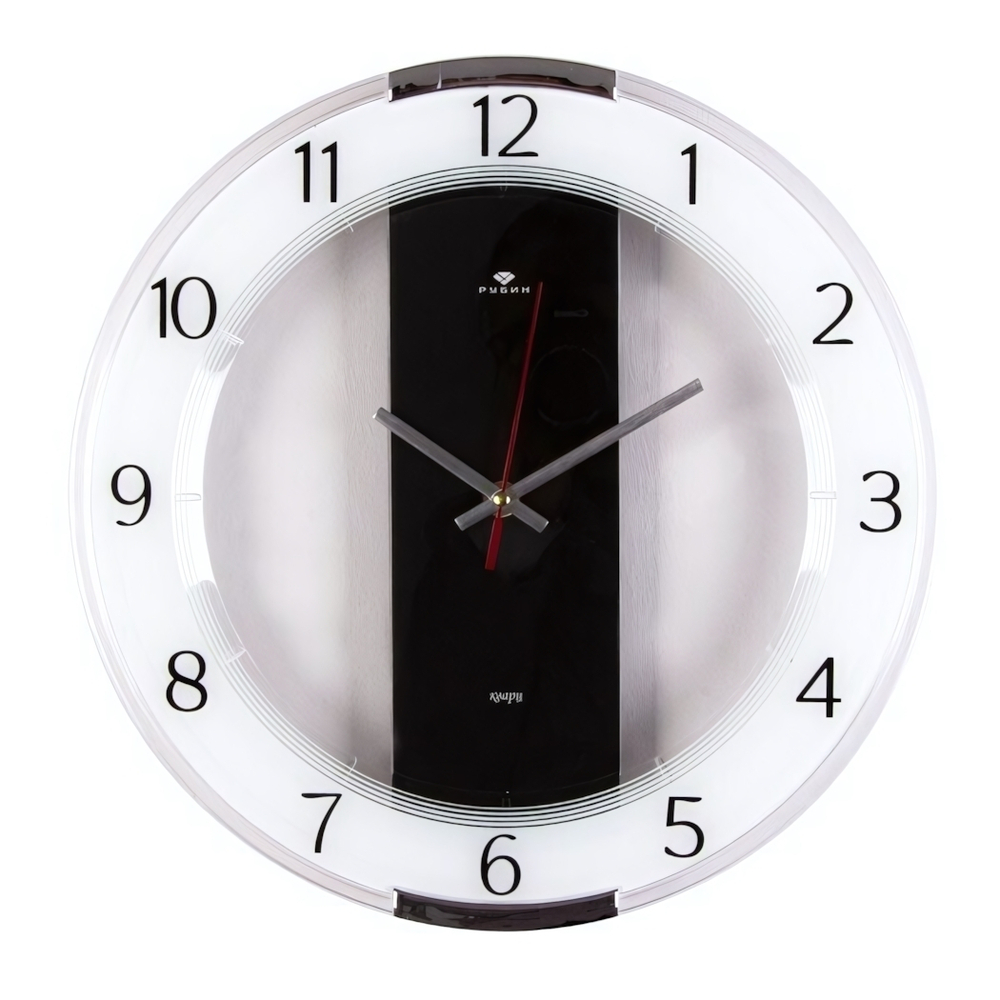 3327-001 Часы настенные круг со вставками d=34 см, корпус прозрачный "Классика"