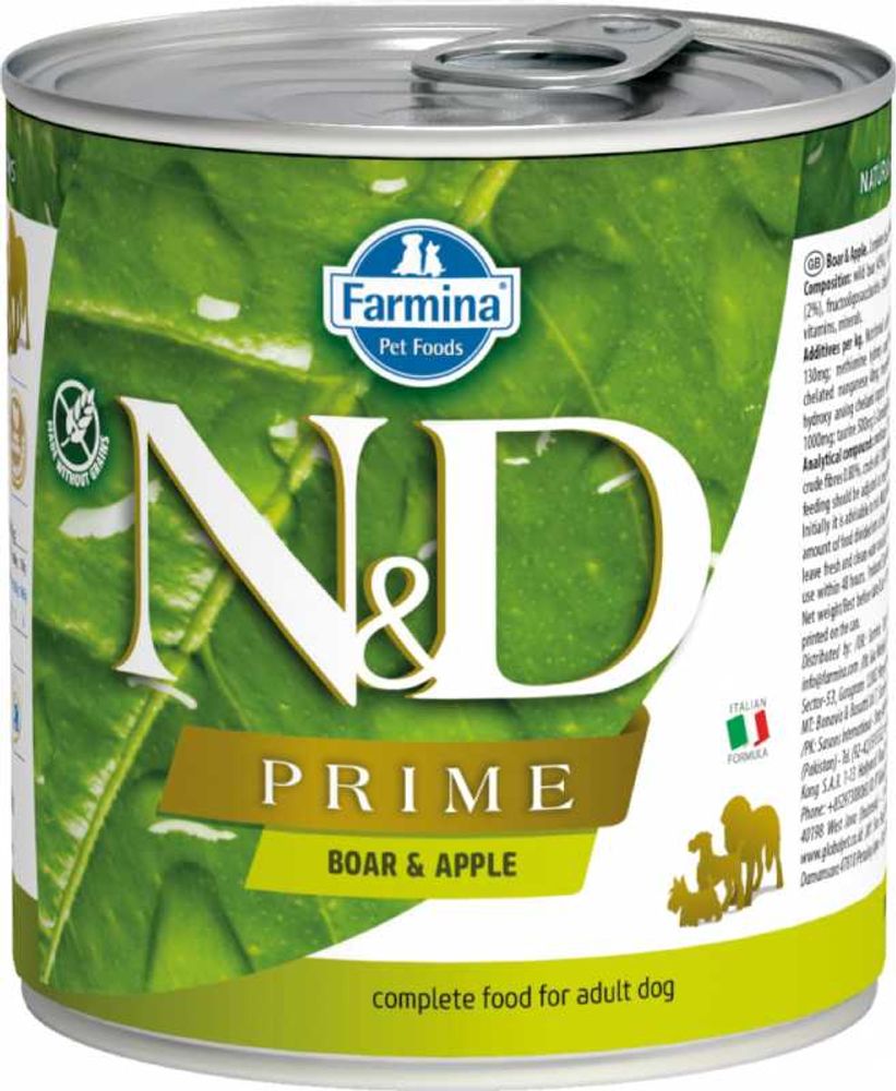 Консервы FARMINA N&amp;D Prime для взрослых собак всех пород, кабан и яблоко - 285 гр