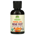 NOW Foods, Real Food, Органические фрукты монаха, жидкий подсластитель с нулевой калорийностью, тыквенная специя, 1,8 жидких унций (53 мл)