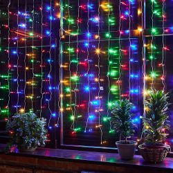 ULD-C3020-264-TTK MULTI IP44 Занавес светодиодный с эффектом мерцания. 3х2м. 264 светодиода. Разноцветный свет. Провод прозрачный. TM Uniel