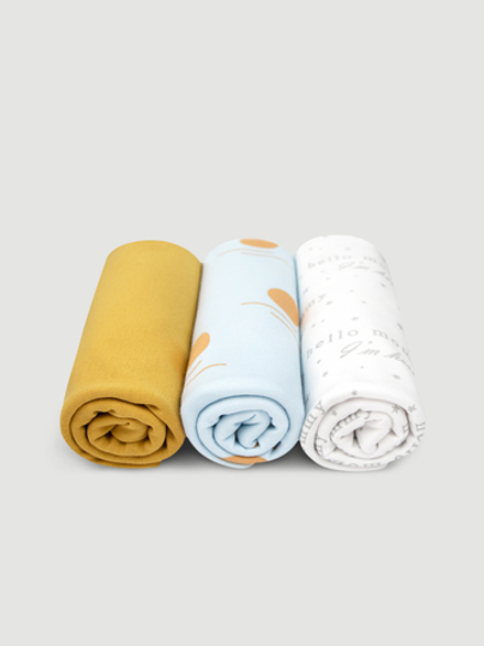 Сет из 3х пелёнок Mjölk Hello Mommy/Новый день/Mustard