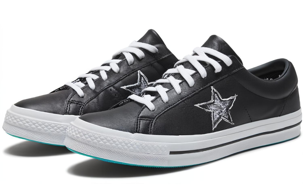 Converse One Star graffiti star non-slip wear-resistant lightweight low-top canvas shoes for men and women in the same style black and white