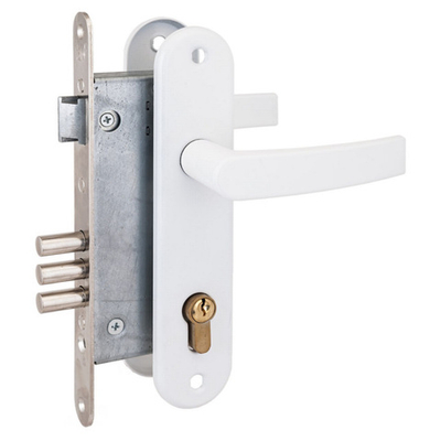 Замок Рязань врезной ЗВ 4-3 белый 78201 с ручками