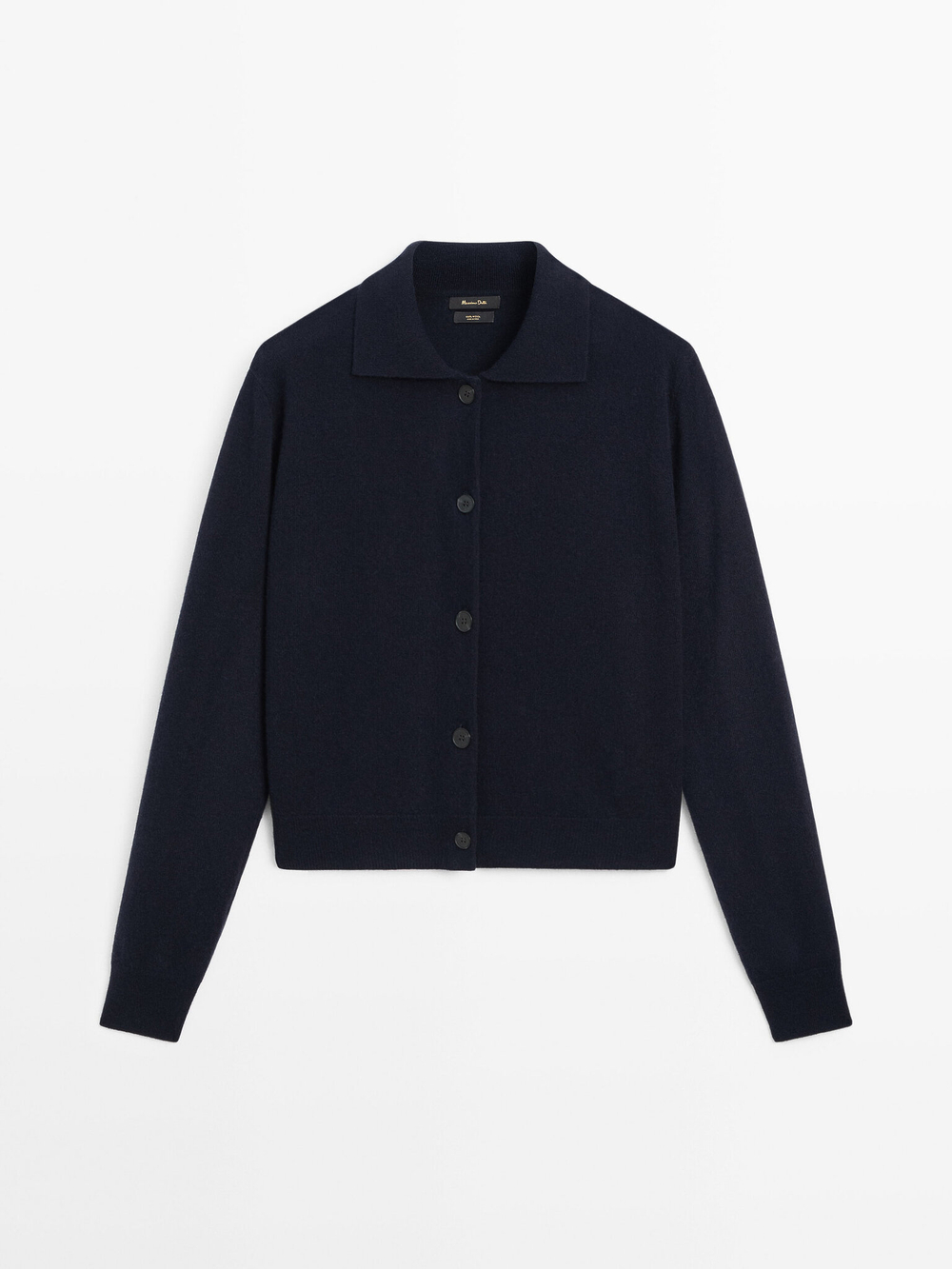 Massimo Dutti Укороченный кардиган из 100% шерсти, темно-синий