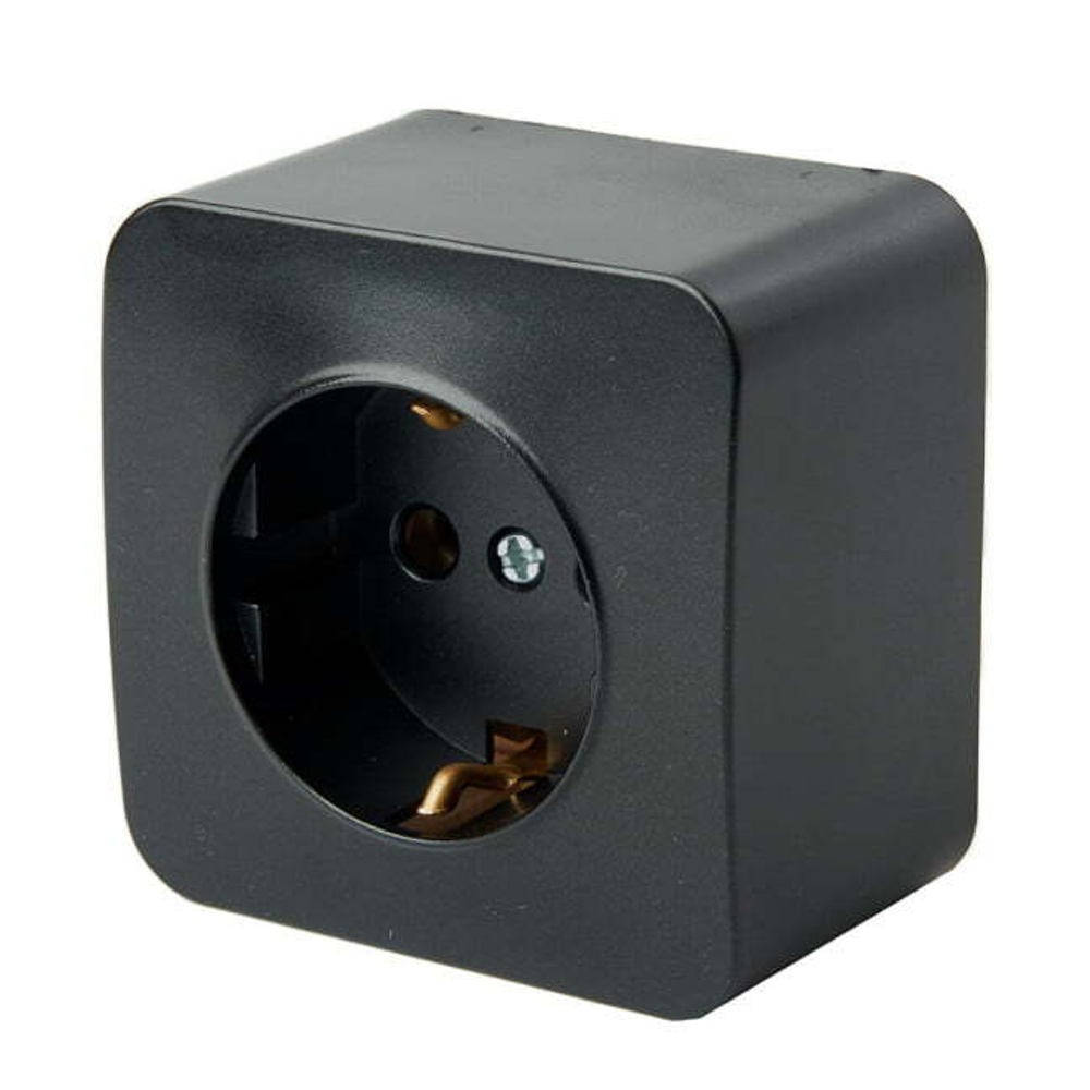 Розетка 1-местная с/з открытой установки. 250В. 16А. IP20. серия София. черный. MST16-11-02